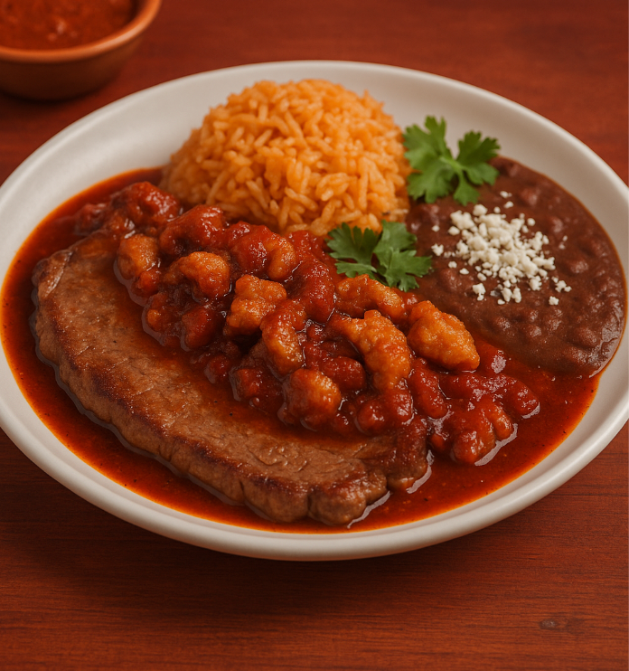 Lunes 14 - Bistec con chicharrón en salsa morita
