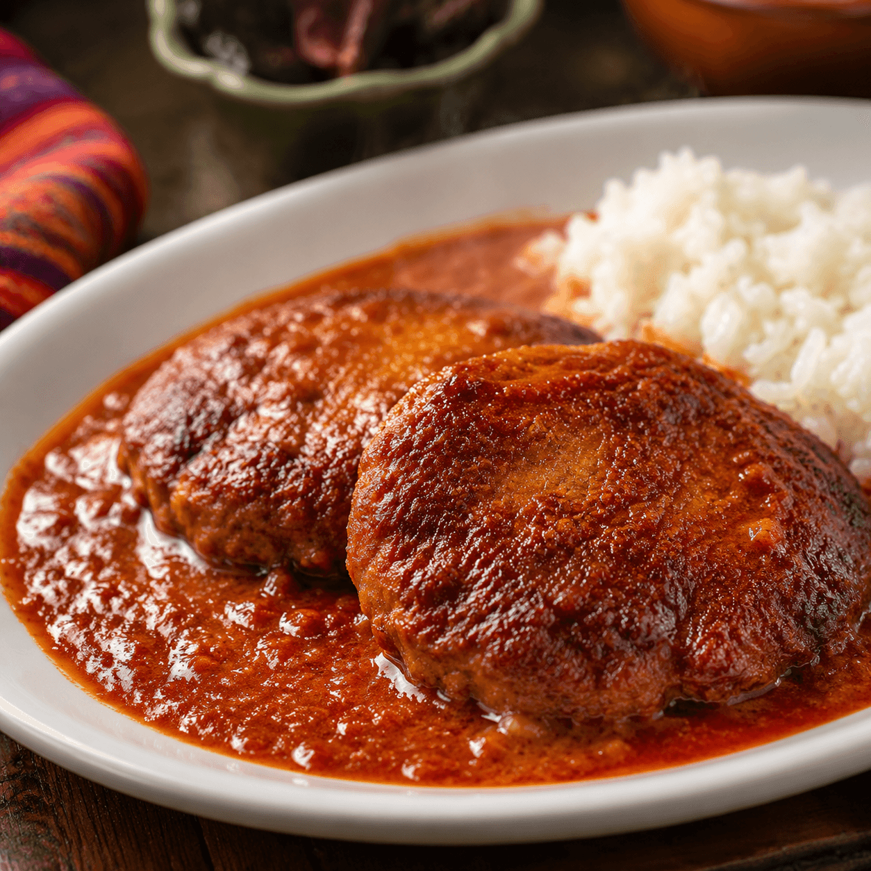 Tortitas de carne en salsa roja